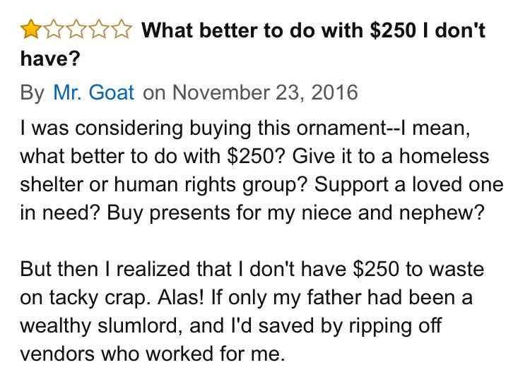 TheCubaAdvocate's tweet photo. Amazon reviews of the new Trump hat ornament are in! #BuildTheWall #draintheswamp #LockHerUp #DownWithEducation #EarthIs6000YearsOld https://t.co/xvfsav2GF4