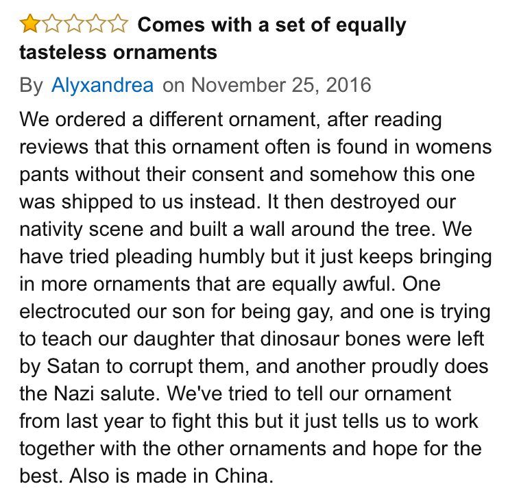 TheCubaAdvocate's tweet photo. Amazon reviews of the new Trump hat ornament are in! #BuildTheWall #draintheswamp #LockHerUp #DownWithEducation #EarthIs6000YearsOld https://t.co/xvfsav2GF4