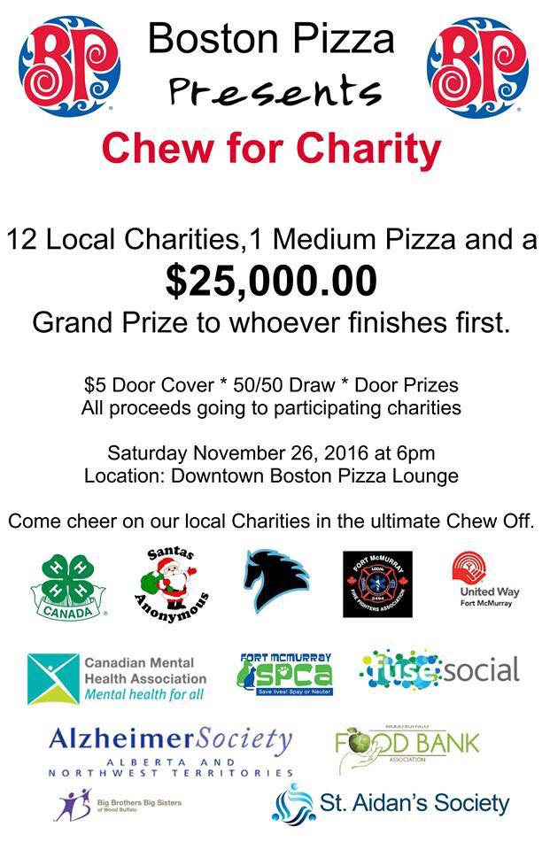 BBBSWoodBuffalo's tweet photo. Come watch a pizza eating contest, Laura is representing BBBSWB! #fundraiser
#goodluckeveryone #letsfinishfirst #ymm https://t.co/2meLVsuvsY