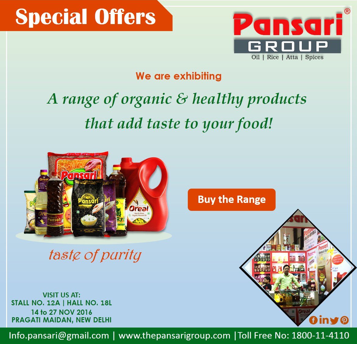 We present a range of healthy products that add goodness to your family's health!
#pansari #exhibition #IITF