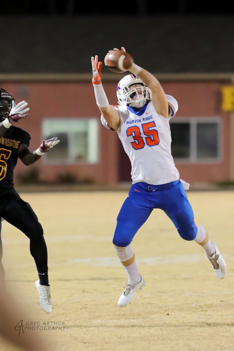gregarth's tweet photo. First of 3 picks by @Ben_Cook34 tonight to help lead the Mavs to a 48-28 win @MavAthletics @MarvinRidgeFB #ontothe3rdround https://t.co/fqHTIAgThf