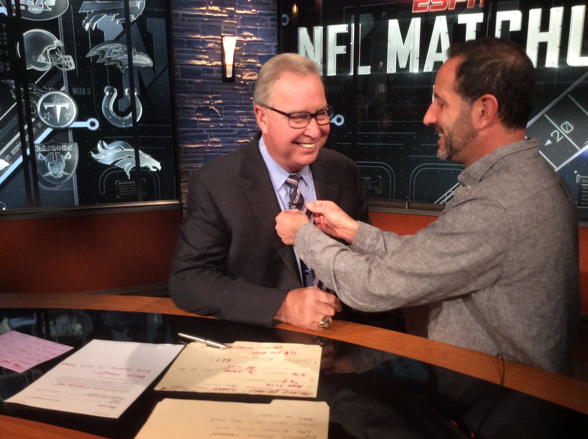 JawsCEOQB's tweet photo. Thanks to @totaltiekeep for the accessories they supplied to the @NFLMatchup crew! We know @merrilhoge loves his ties! https://t.co/MzQd62jvDx