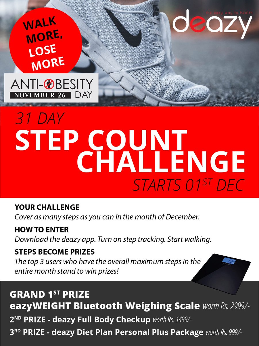 deazyapp's tweet photo. A short walk goes a long way - Get ready to win amazing prizes for improving your health!
#maketherightchoice #antiobesityday #diabetes https://t.co/CzUWtnwMFB