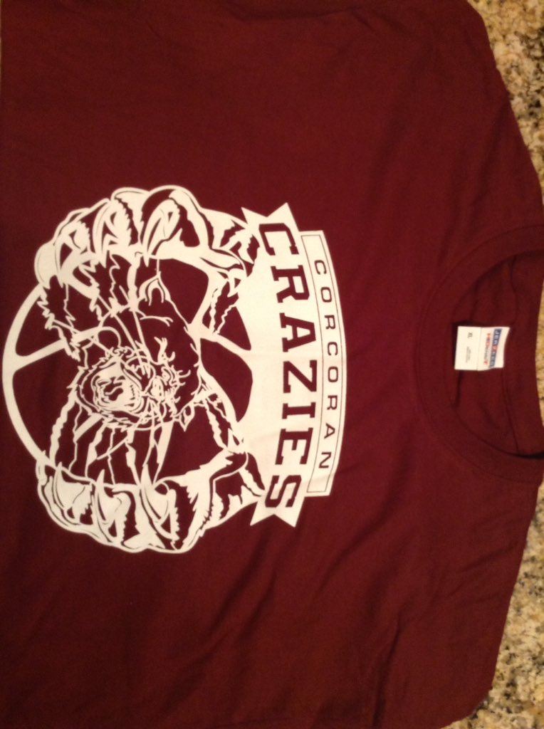 CoachJLONG's tweet photo. Corcoran Crazies T-shirts $10...see Coach Long https://t.co/3aZGjC0EMF