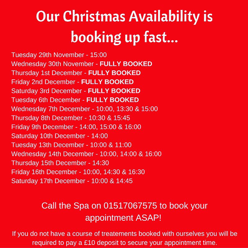 DON'T MISS OUT! Our Christmas appointments are booking up fast! Call us to secure your appointment time.  ❄️🎅🏽