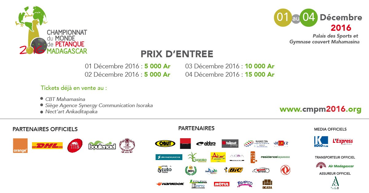 cmpm2016's tweet image. Billets déjà en vente!

Dès maintenant, achetez le votre :)

#CMPM2016
#Madagascar