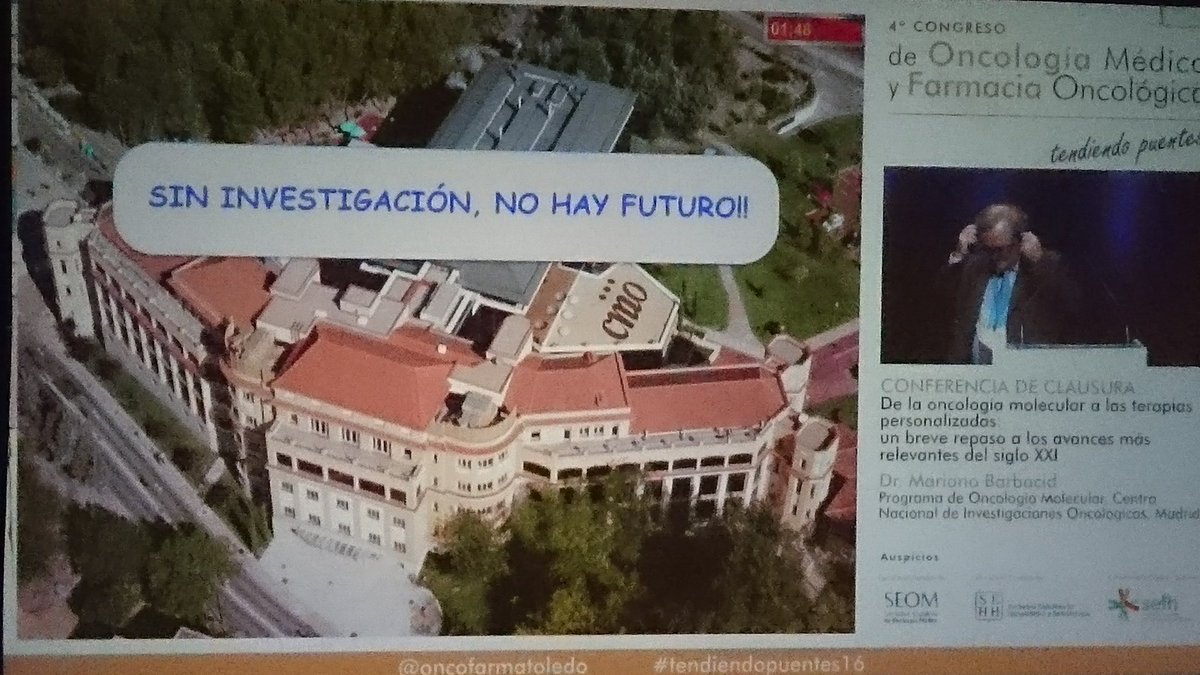 Gran cierre con el dr. Barbacid. Gracias @oncofarmatoledo x este gran congreso #TendiendoPuentes16