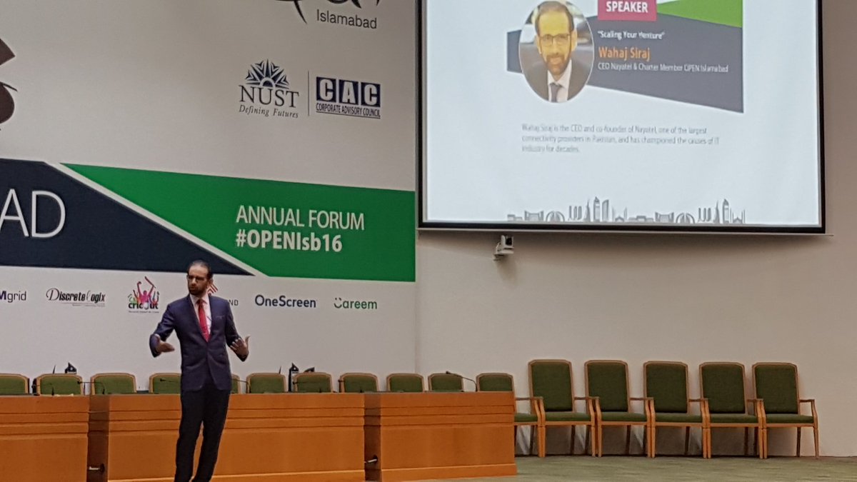 MDamoun's tweet photo. CEO of @NayatelOfficial Wahaj Siraj live on how to #scale your #venture #entrepreneurship @OpenIslamabad Annual Forum 2016 #OPENIsb16 https://t.co/rjO2I7NUap