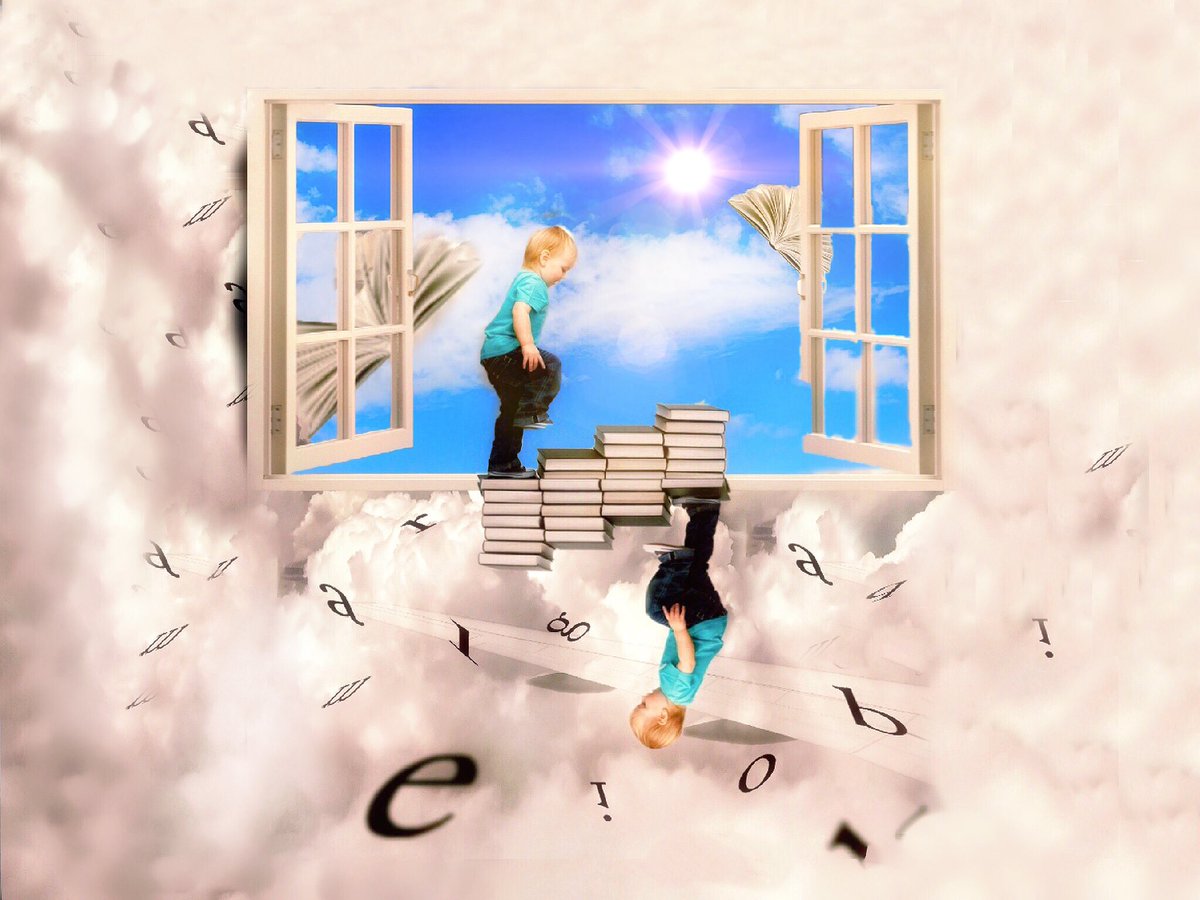 I libri non sono
Lettere e parole
Bensì gradini di scale
Che ti conducono
Fin dove il cielo del sapere
Incontra il sole
Dell'immaginazione