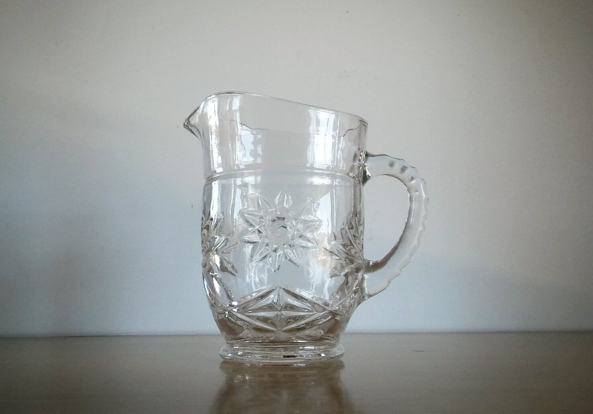 Abatevintage's tweet photo. Anchor Hocking Prescut Glass Pitcher, EAPG Clear Creamer Prescu… https://t.co/jASPrazs7D #EtsyShop #KitchenGlassware https://t.co/bJ5Oe0F0VO