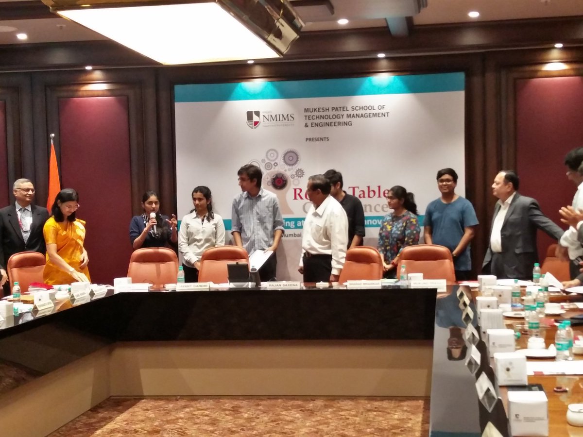 nmims_india's tweet photo. The panel is awarding certificates to students from #MPSTME who have won the #Innovation Challenge. #RTC2016 #RTCMPSTME https://t.co/7RKEyr8ZeH