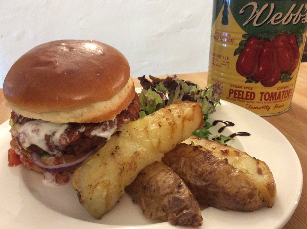 #handmade Mexican bean burger with lime yoghurt and #homemade wedges on today #treatyourself x