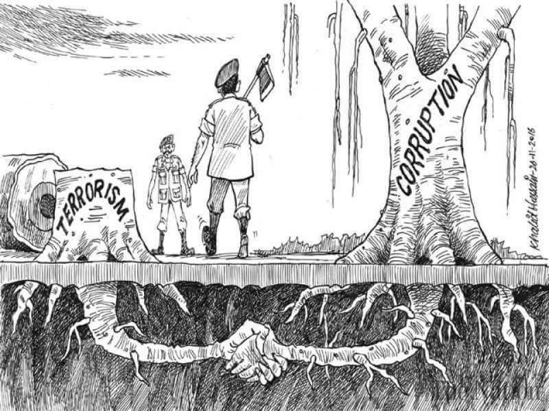 imran_sidra's tweet image. Cartoon at The News ... And it shows the truth ! #RealIssue #Corruption 
#Terrorism