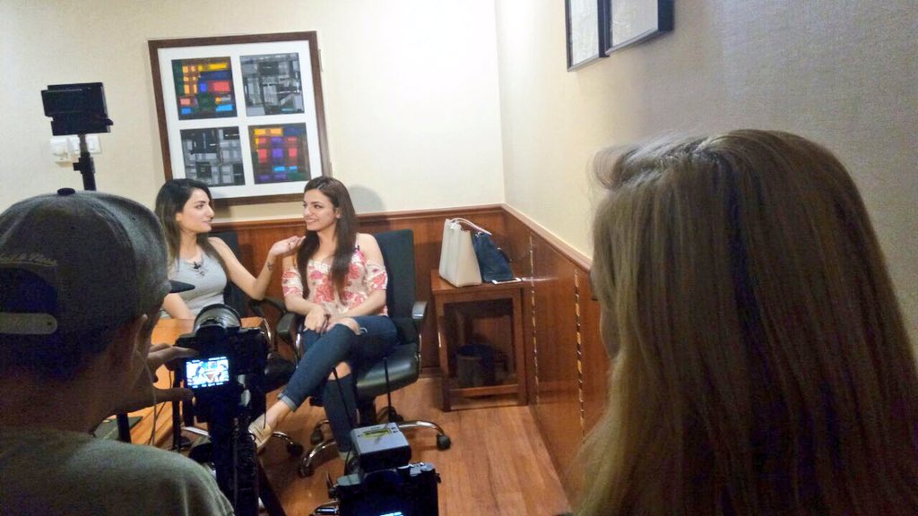 Sukritikakar's tweet photo. Filming a fun interview last night for #SwissChannel https://t.co/XrF6zpRiTH