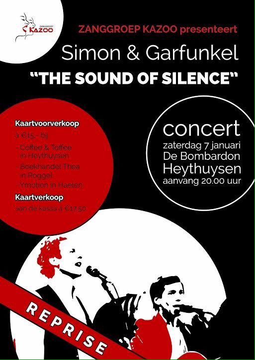 Perfect cadeau voor Sint of Kerst, kaartjes voor The Sound of Silence. Vanaf vandaag in de verkoop. #zanggroepkazoo #op=op