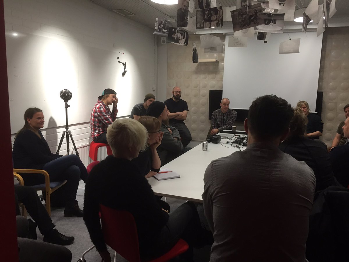 ARosenvall's tweet photo. Innokkaat 360 ja Vive ryhmäläiset  paikalla Valve Median workshopissa. Jotti, Kasimir ja Tommi päivän ohjaajina  #tuotannot2 https://t.co/UbcedZkRF5