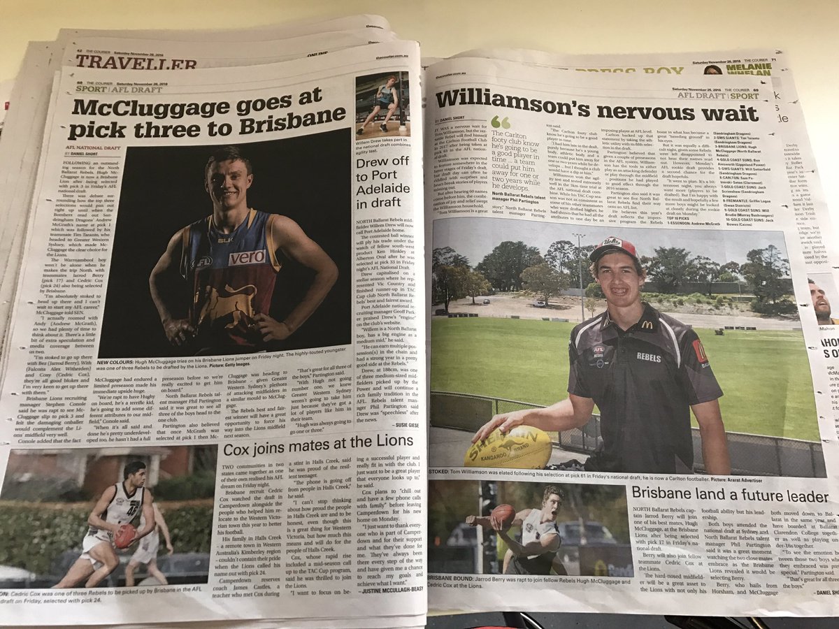 Great coverage of the #AFLDraft from a <a href="/NBRebels/">noa brebels</a> perspective by <a href="/sportcourier/">The Courier Sport</a> young gun <a href="/DanielShort324/">Daniel Short</a>