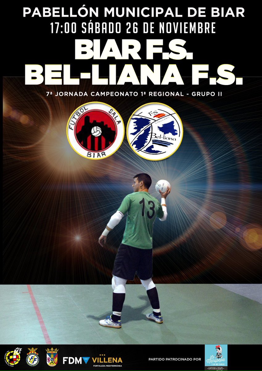 Hoy jugamos en Biar a las 17:00 en el pabellón municipal de Biar, partido muy interesante para intentar seguir arriba! #belianafs