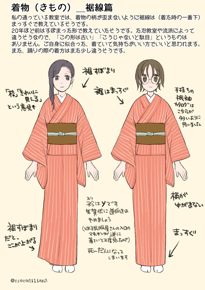 توییتر 幸羊羽 در توییتر 女羽織篇で裾線について色々なご意見を頂いたので 今日確認してきました 着物の種類がうっすら分かったような感じになるほわっとした解説 補足 裾線篇 これからの年賀状イラストのだいたいの参考になれば 着るよりもイラスト向きの解説