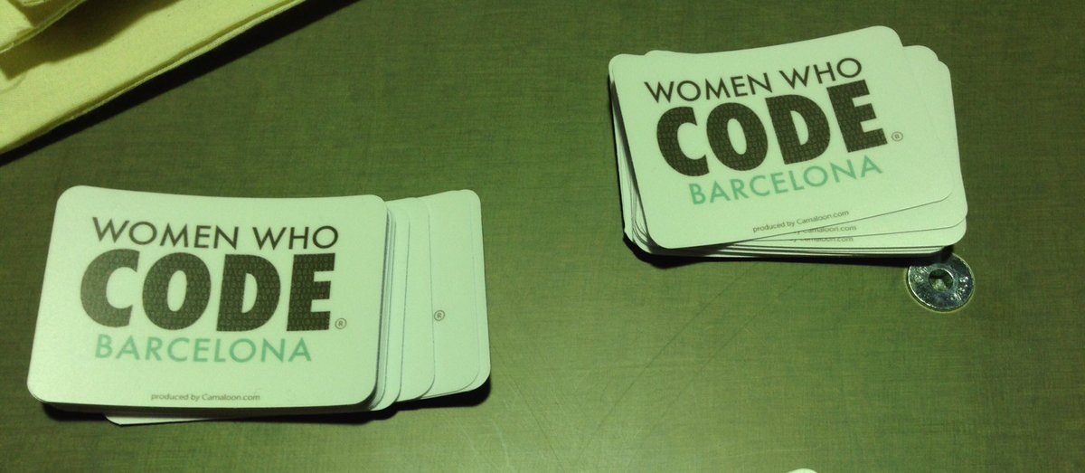adrianafreitas's tweet image. At @betahausbcn for @WWCodeBarcelona @WomenWhoCode #wwcodebcn w/ @thoughtworks @camaloon Great Stickers! Rocks