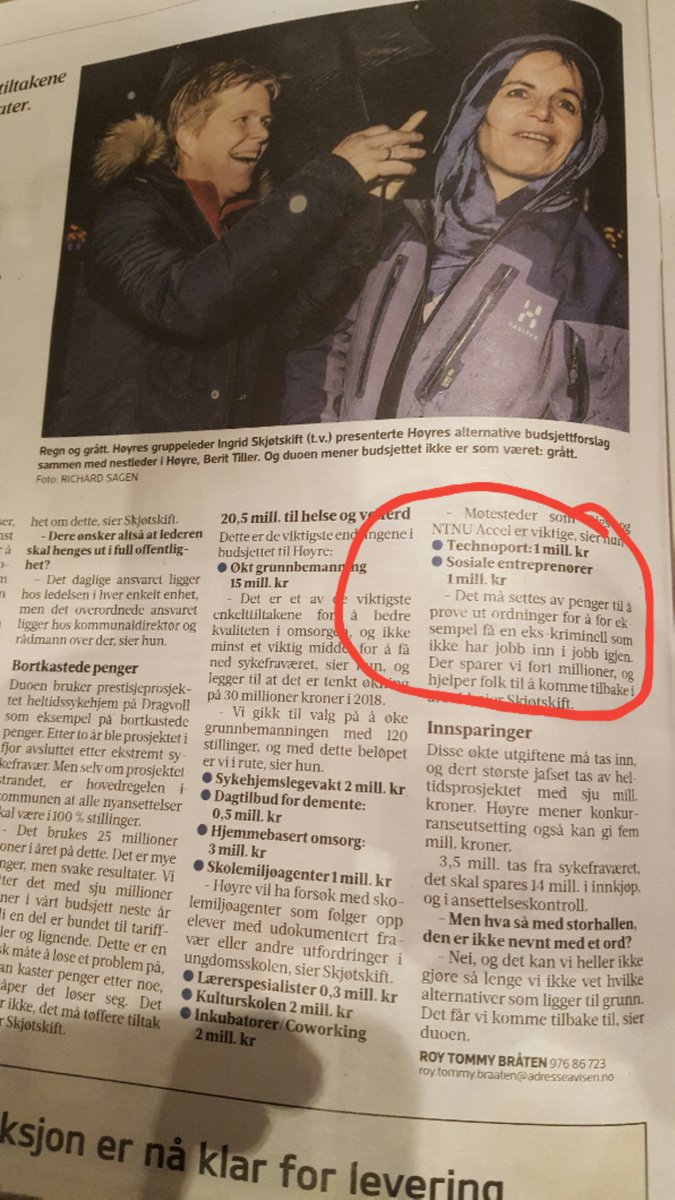 SveinHaugen's tweet photo. @skjotskift og @berittiller har lagt frem Høyre sitt alternative budsjettforslag i Trondheim. @Trondheim @hogst_as @Ferd_SE @adresseavisen https://t.co/5EEW3I49sR