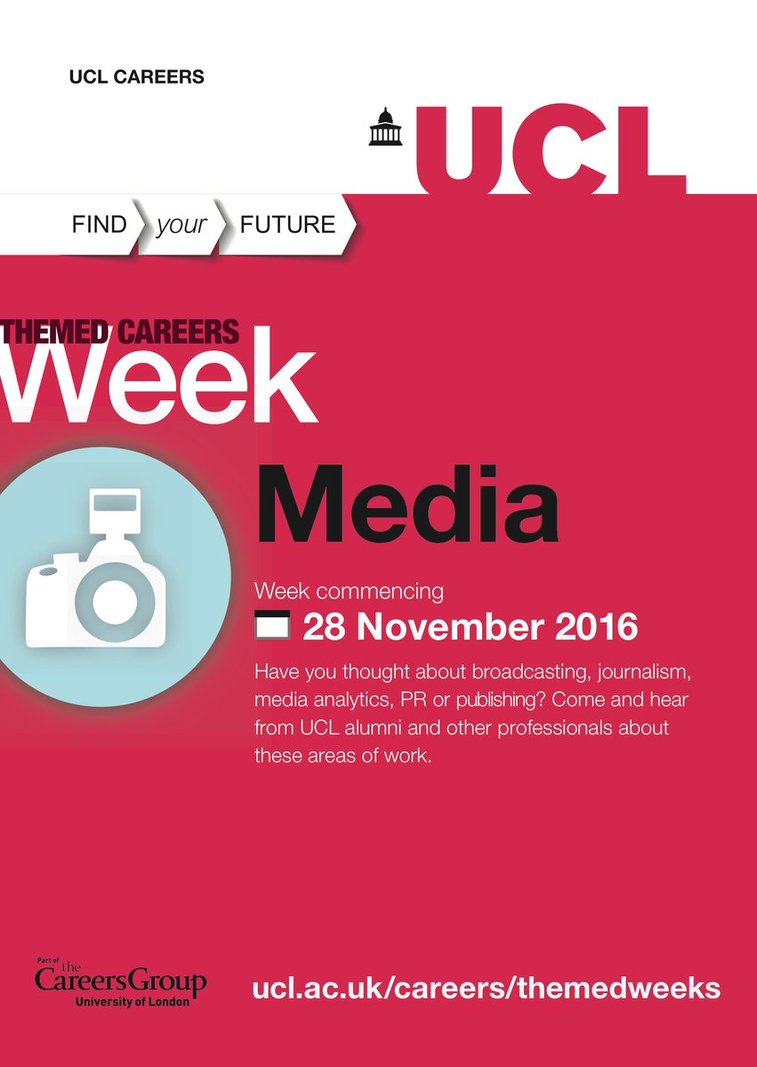 Interested in Media? Come along to our themed week talks to find out more about opportunities in this sector bit.ly/1FVea8P