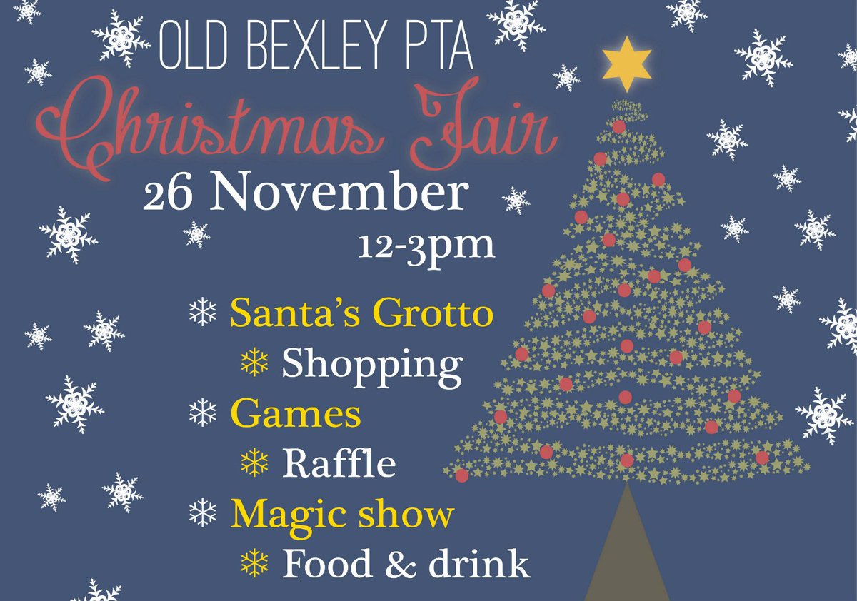 OldBexleyPTA's tweet photo. One hour till our Christmas Fair opens today 12-3pm, at Old Bexley Primary, Hurst Road, #Bexley - visitors welcome! https://t.co/r39Msry8Pp