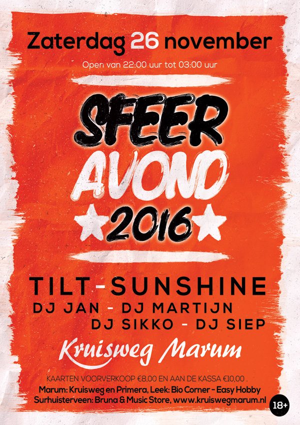 kruiswegmarum's tweet photo. Vanavond: Sfeeravond 2016! Open vanaf 22:00 uur. https://t.co/p9qXmK3szL