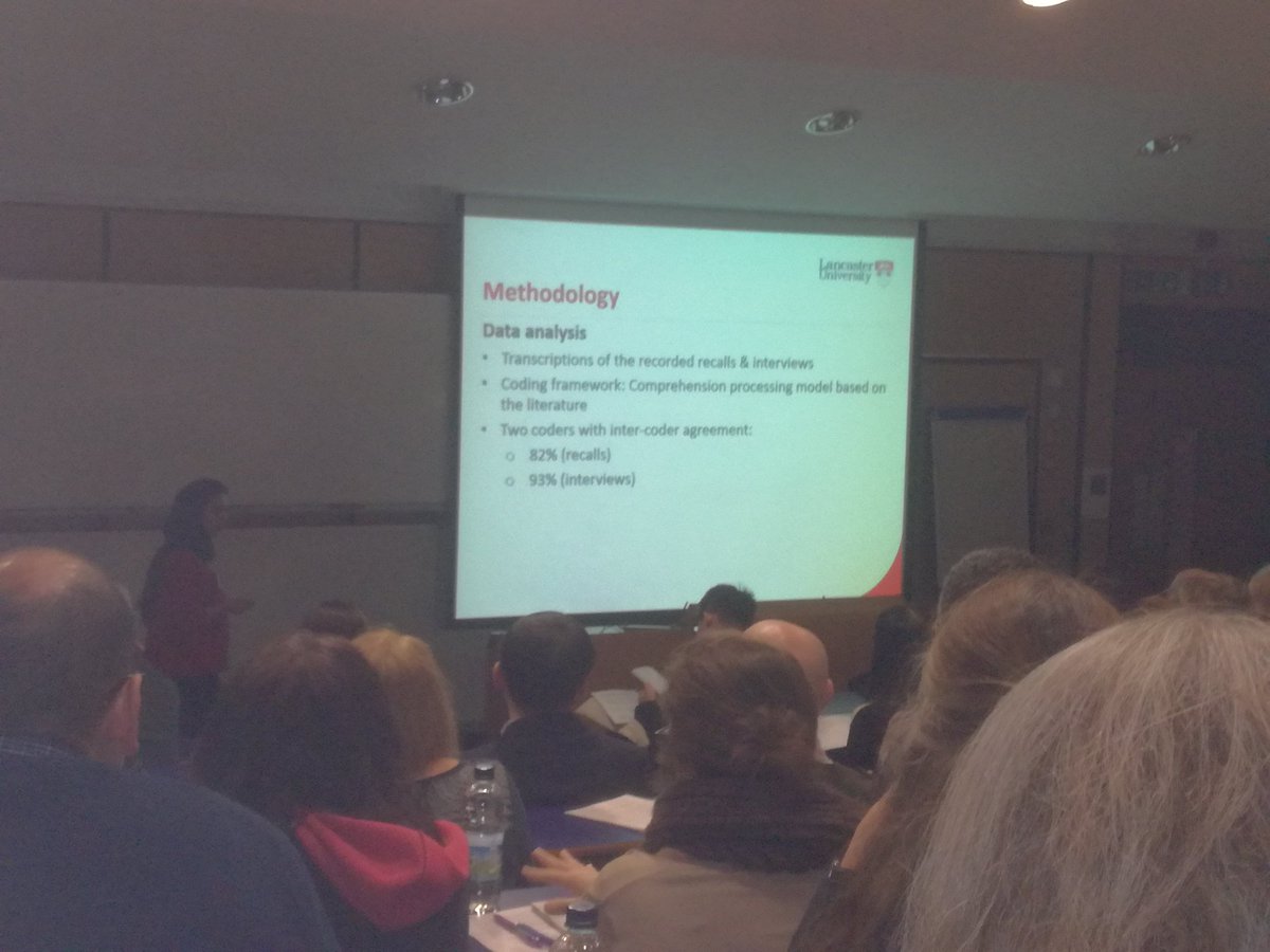 BenjaminKremmel's tweet photo. @LU_LanguageTest's Sahar Alkhelaiwi & @TinekeBrunfaut on cognitive processes in EAP lecture listening #LTF2016 https://t.co/0kn1XH1ggS