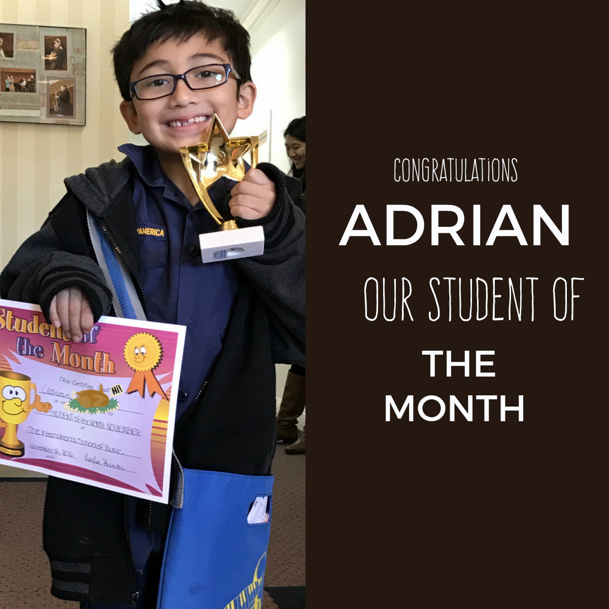 intlschoolmusic's tweet photo. Congratulations to our wonderful #StarStudentSaturday, Adrian! Keep up the hard work on the #guitar! #StudentOfTheMonth #MusicalAchievements https://t.co/bR6VQYVvni