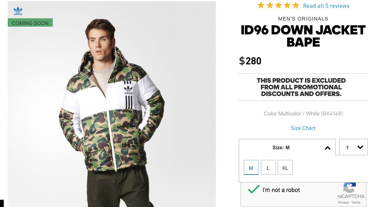 bape x adidas id96 down jacket