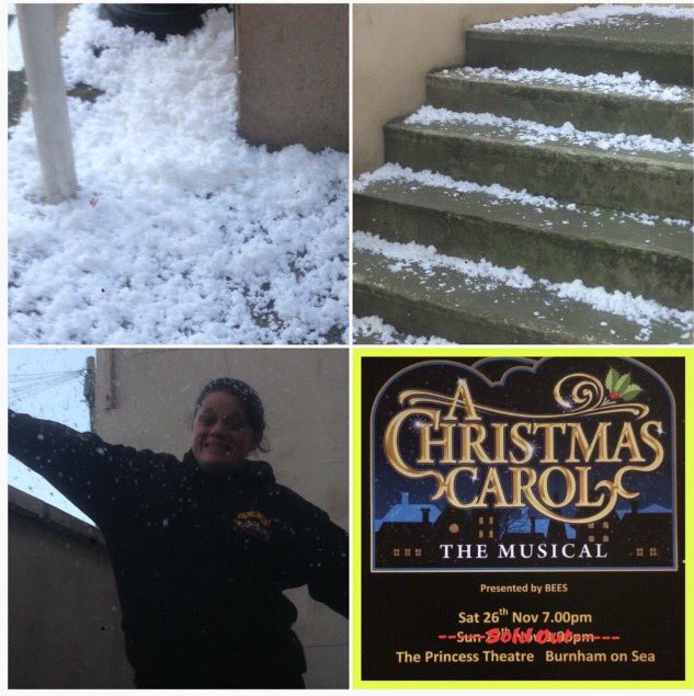 Burnham_BEES's tweet photo. BEES has made snow❄️❄️ curtain up in less than three hours we still have seats left for tonight but full house tomorrow #BEESAChristmasCarol https://t.co/tcEPksRURI