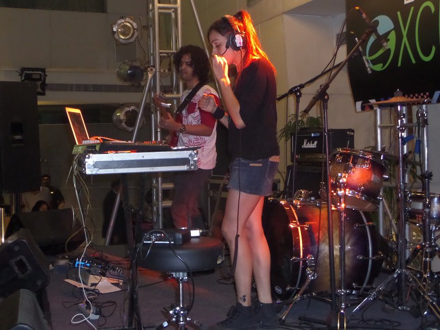 MadanRao's tweet image. Miss V &amp;amp; Chaitanya at #xChange2016 #Chennai #photos #electronica #guitar