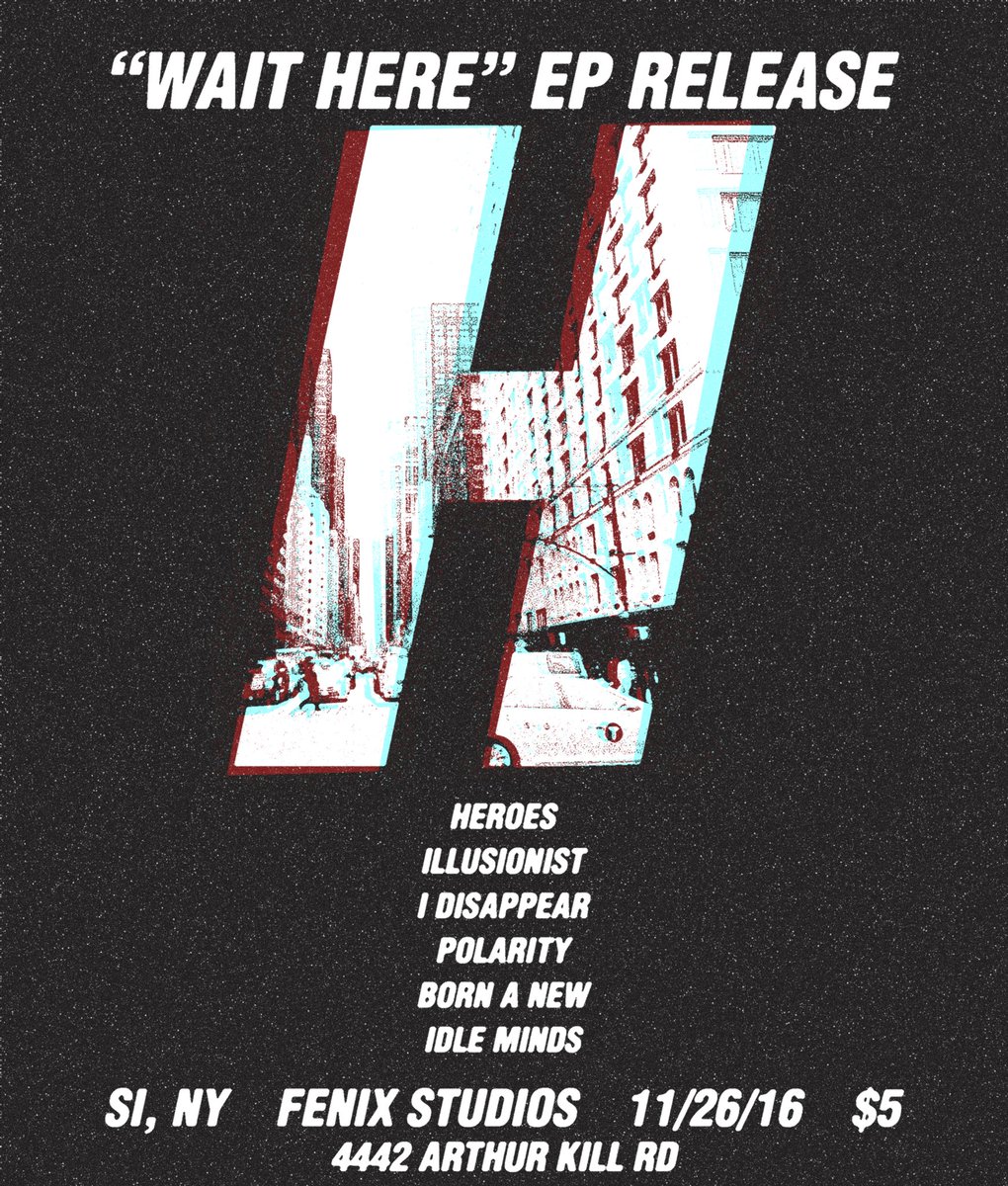 HEROESNY's tweet photo. Tonight we'll be playing the songs off of our new EP "Wait Here" for the first time live in a small room filled with tons of our friends. https://t.co/Ylj5HHhrnC