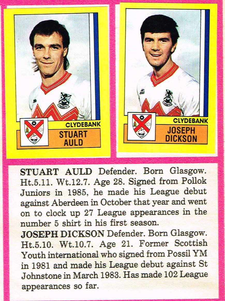 ScotsFootyCards's tweet photo. #StuartAuld #JoeDickson #Clydebank #Panini 1987 https://t.co/CkkoWDAcdP