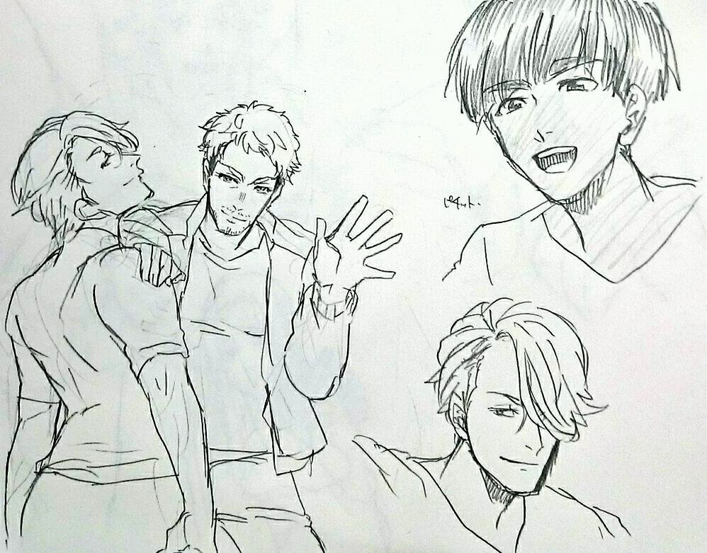 ユーリ!七話あたり観ながら描いたもの。
描きたくなるキャラが多くて凄いなぁ。 