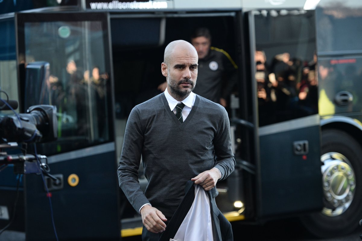 brfootball's tweet photo. Pep Guardiola looks delighted to be in Burnley. https://t.co/QqmqqAeOs1