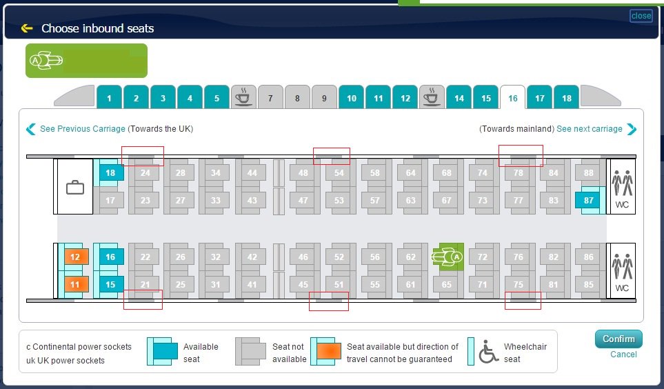 Eurostar On Twitter Unfortunately Not Michael On The Online Seating Plan Any Wall Panels Will Show As Greyed Out Areas Shown Here In Red Https T Co Jpxdw8v8p3