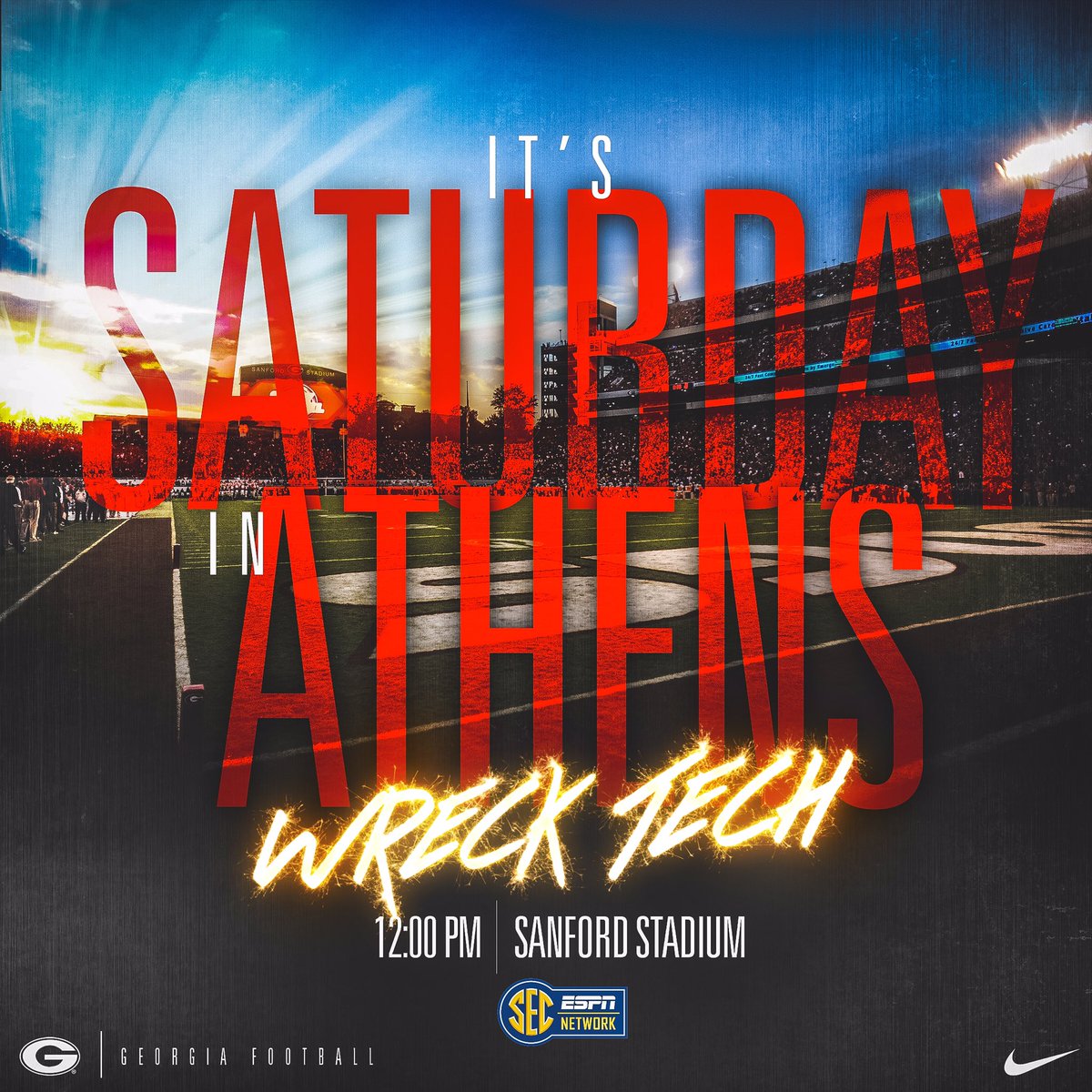 GeorgiaFootball's tweet photo. Saturday. #WreckTech https://t.co/Fno9AcxOgN