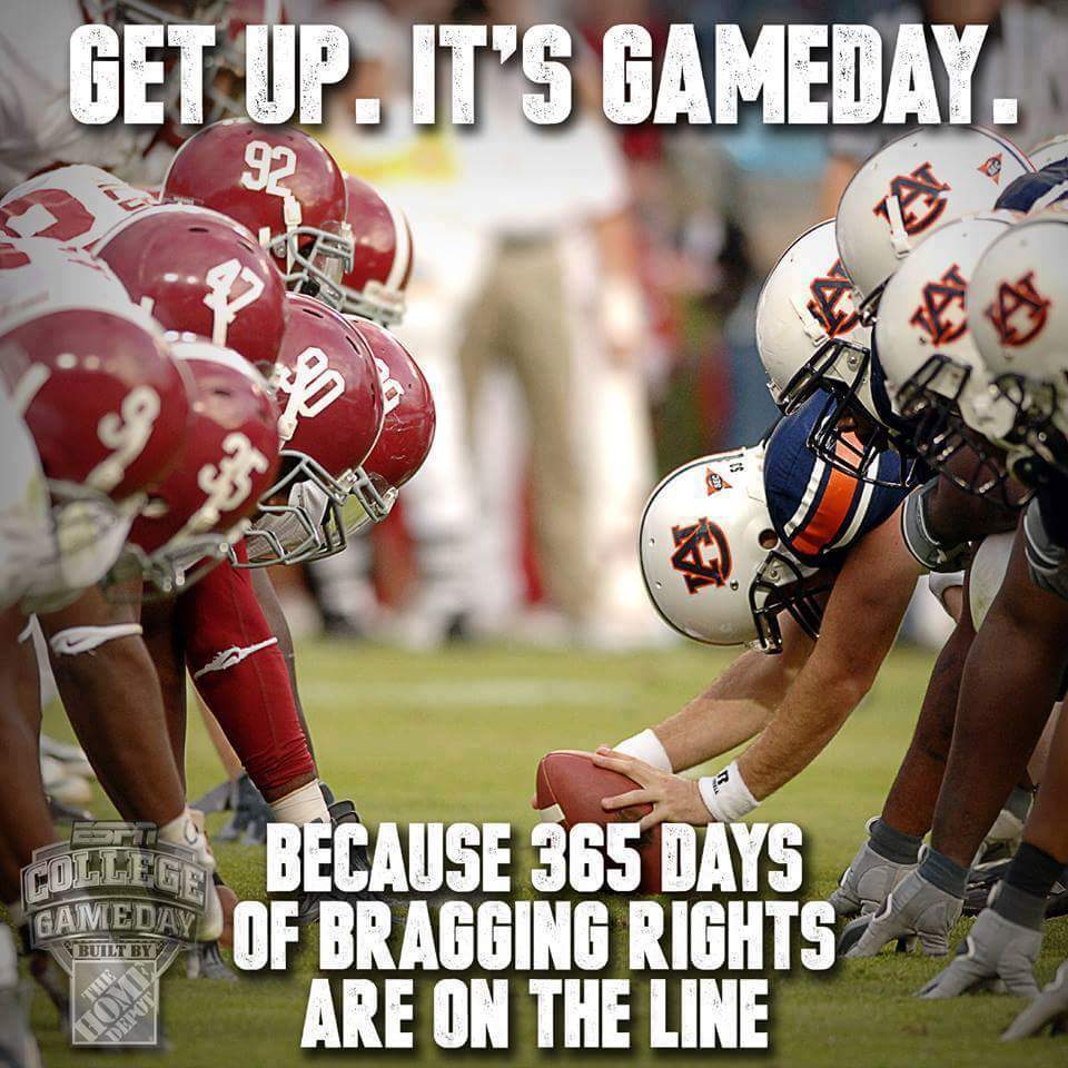ChicagoBama's tweet photo. Get up it's College Gameday! Iron Bowl Kickoff at 2:30pm #RollTide #IronBowl https://t.co/SZmXBR5BPa