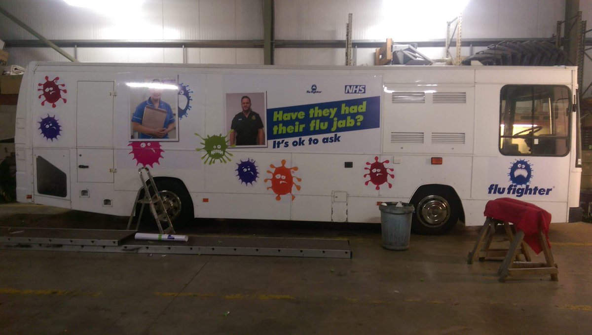 RoadshowPromo's tweet photo. New branding on a #promobus being made ready for a tour in #Leeds for @nhsemployers the #brandedbus will depart #Blackpool on 4th Dec https://t.co/G5jfiAIBJo