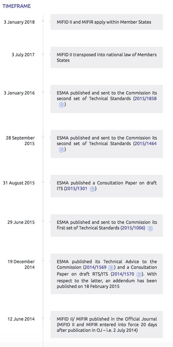 mifid2_ninja's tweet image. What is the MiFID2 Timeframe? mifid2.ninja @mifid2_ninja #mifid #mifid2 #mifir #timeframe @ESMAComms @EBFeu