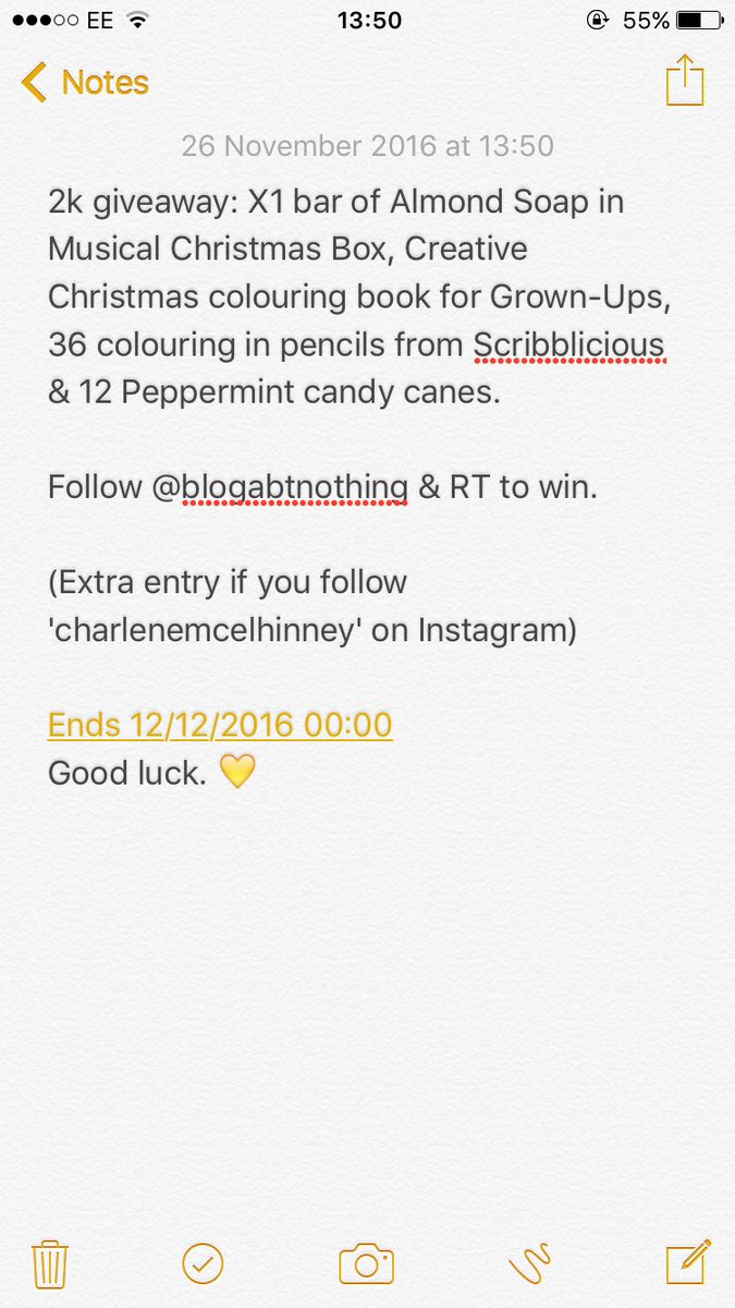 blogabtnothing1's tweet photo. 2k giveaway. Follow @blogabtnothing1 &amp; RT to win. (Extra entry for following 'charlenemcelhinney' on Instagram). Ends 12/12/16 at 00:00. 💛💛💛 https://t.co/Ako8FXF8tc