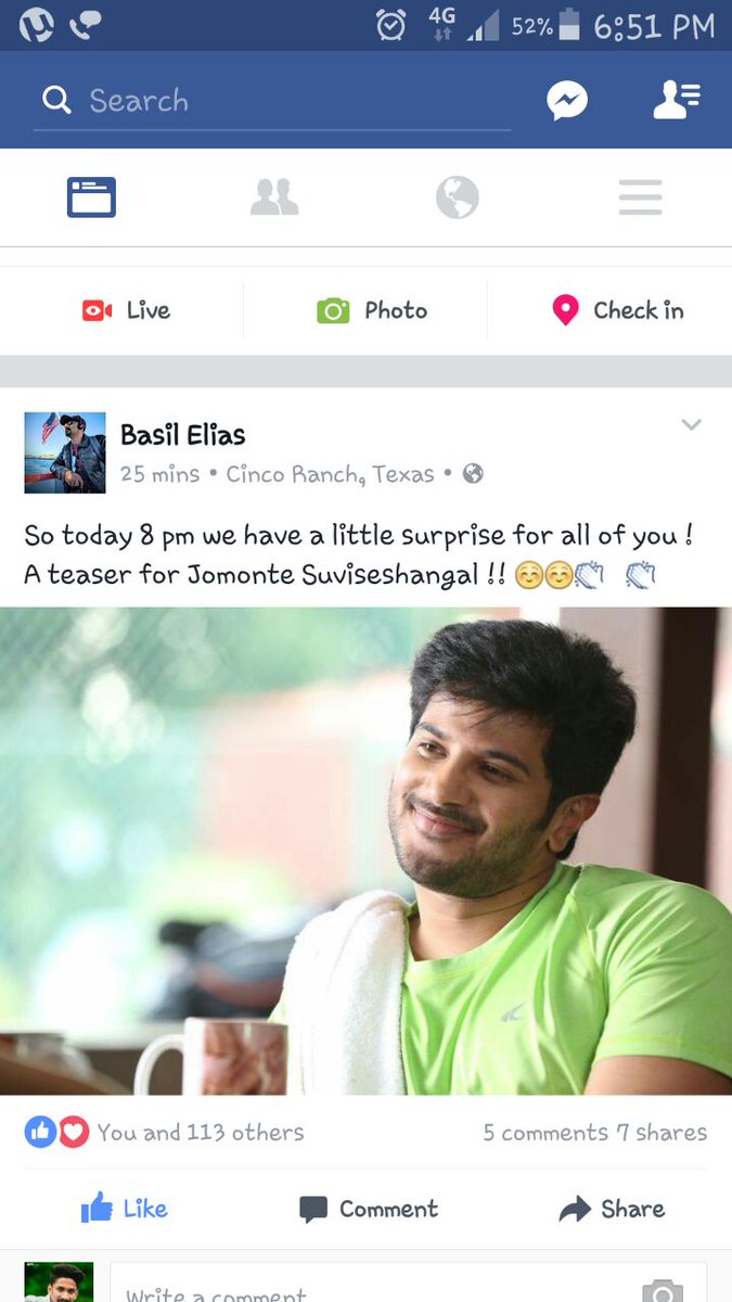 SufidulQuerist's tweet photo. Minutes to go #JomonteSuviseshangal teaser will out in today 8 pm get ready for jomon 👏🏃😍😀 ! @dulQuer @junuDQ https://t.co/kxiWz82S2U