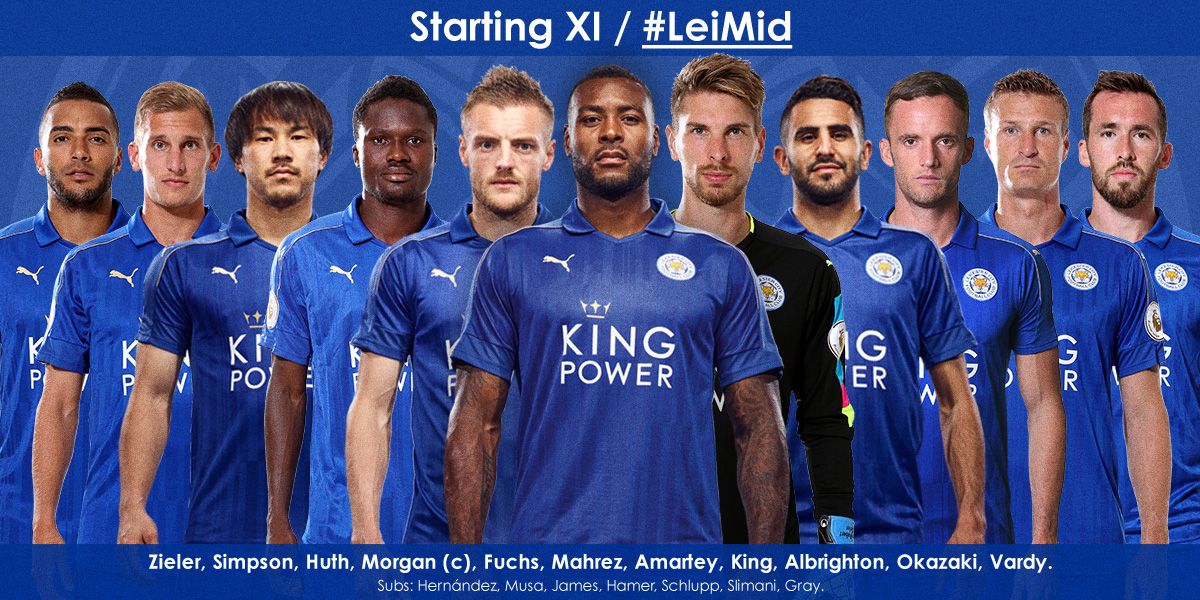 Today's #lcfc team to face Middlesbrough. #LeiMid