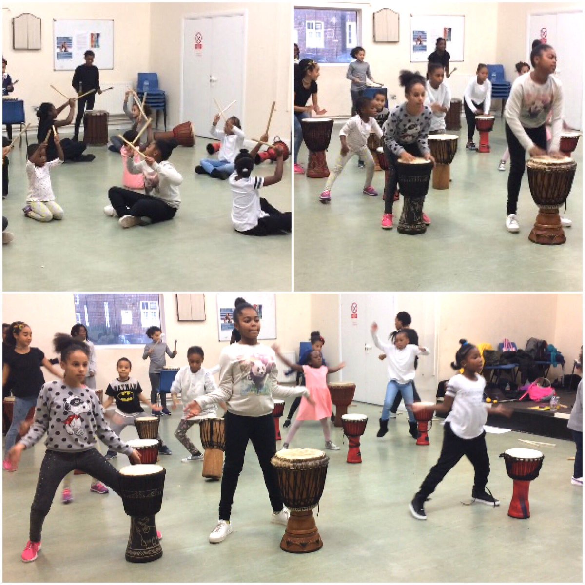 Akaraaka's tweet photo. Such a pleasure teaching these kids @AkomaAsa It's gonna be a great Xmas show. #djembe #dunun #africandance https://t.co/LbOehEu7B0
