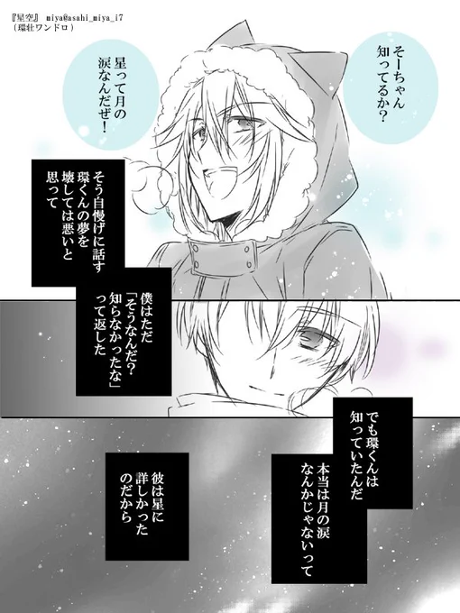 #環壮版深夜の真剣60分一本勝負 
お題『星座』※お題微妙に間違えましたすみません…!

そーちゃんが泣く時は綺麗な星空の下が良いなというお話。
(星空は姉が以前描いたものを許可を得て使用) 