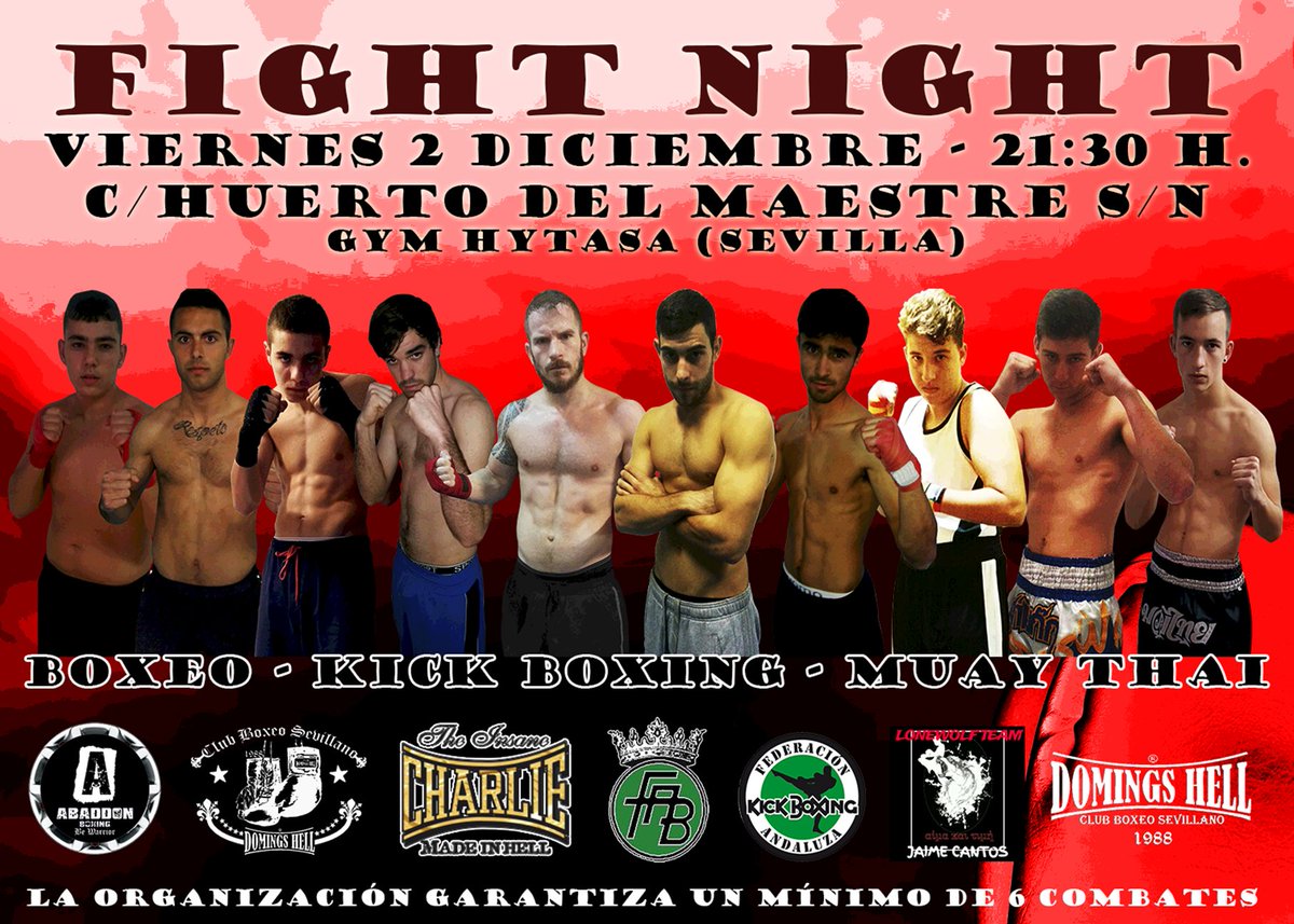 boxeosevilla's tweet photo. Próximo Viernes 2 Diciembre en Gym Hytasa (#Sevilla) 21:30h. #Boxeo, #KickBoxing &amp; #MuayThai para los amantes de los deportes de contacto. https://t.co/LqGoYRpnAM