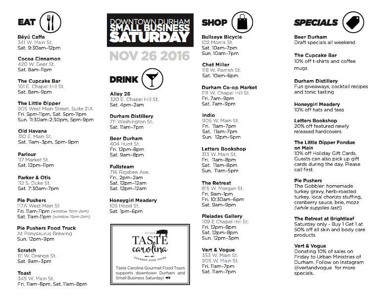 Support these #Durham Businesses when you #ShopSmall today.