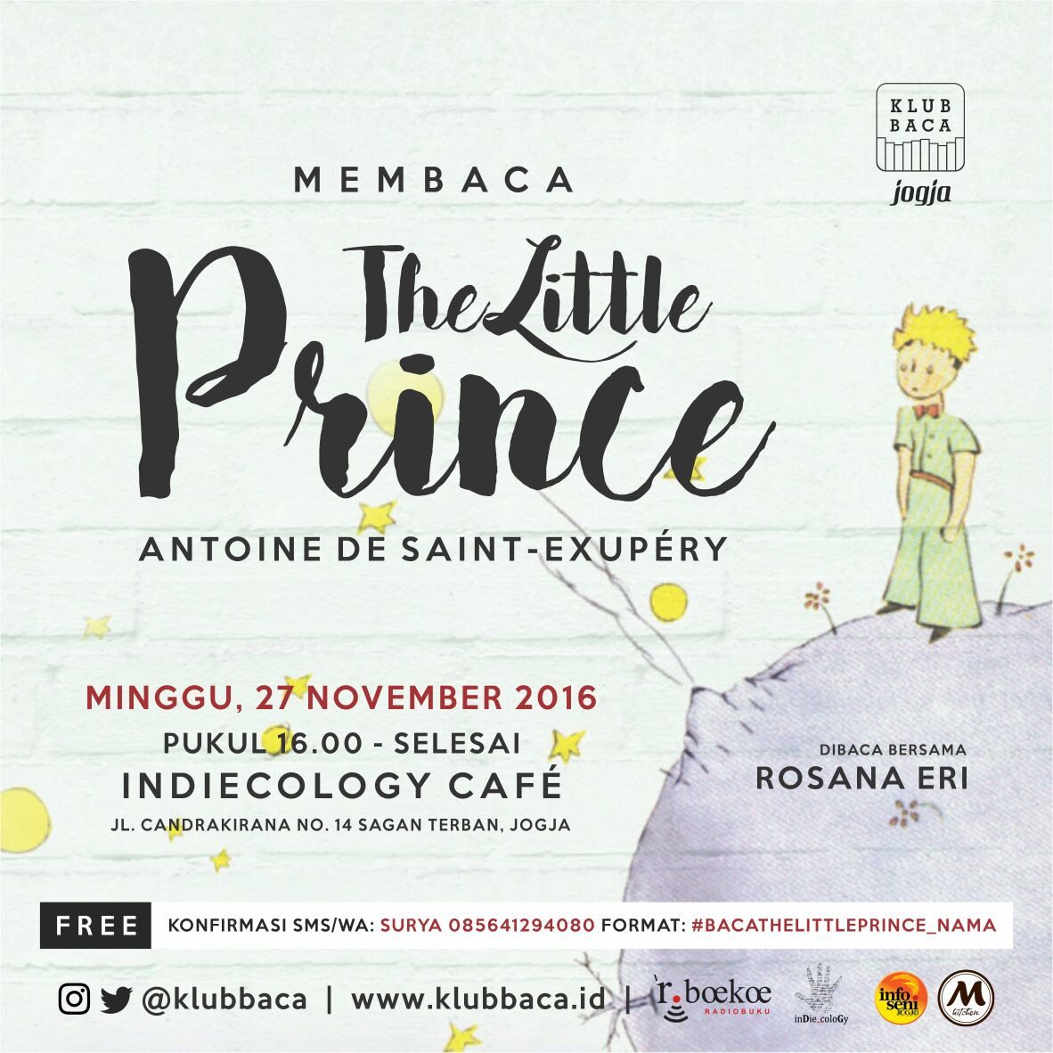 jalanbhakti's tweet photo. [BESOK] 16.00 | Membaca The Little Prince bersama @klubbaca | di @indiecologycafe | info @SuryaPrase 085641294080 #FREE https://t.co/ge5dzOQQ9G